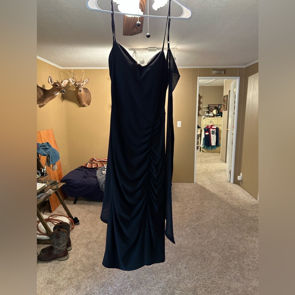Black mini dress with a tie back